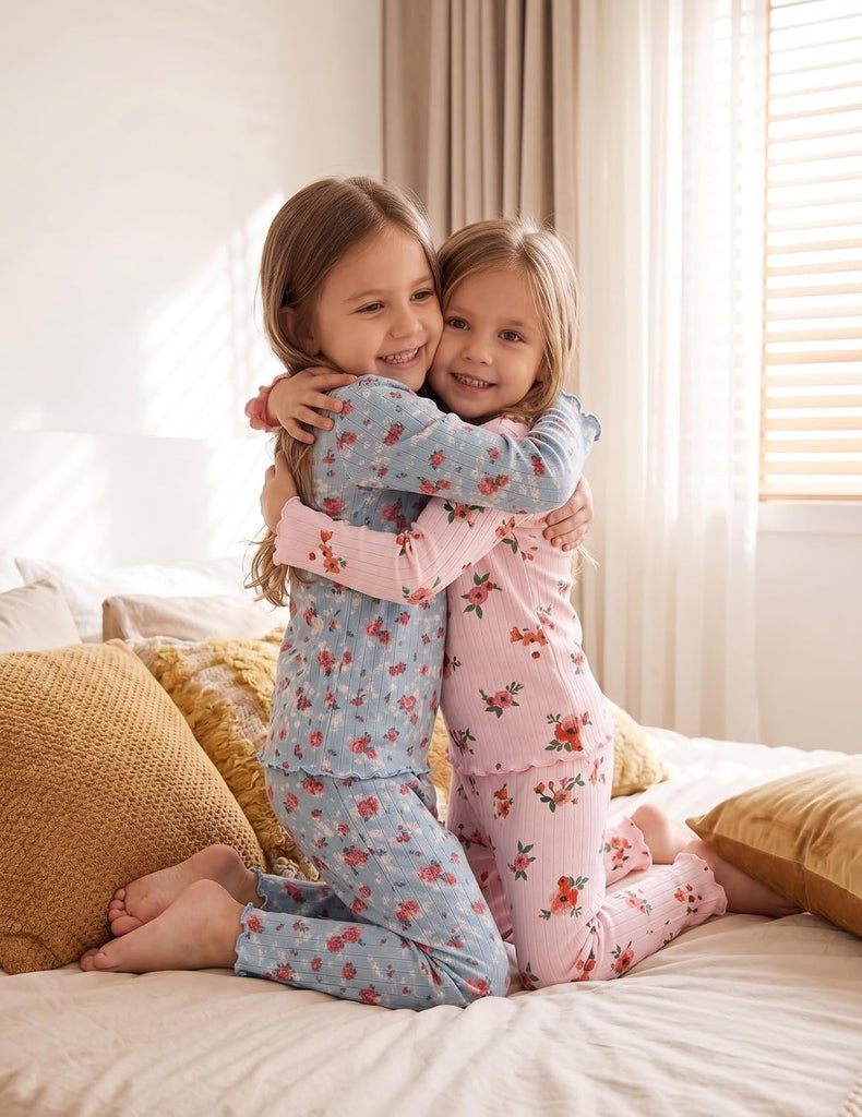Pajamas for Girls Long Sleeve Sleepwear Kids Snug Fit Lettuce Pjs