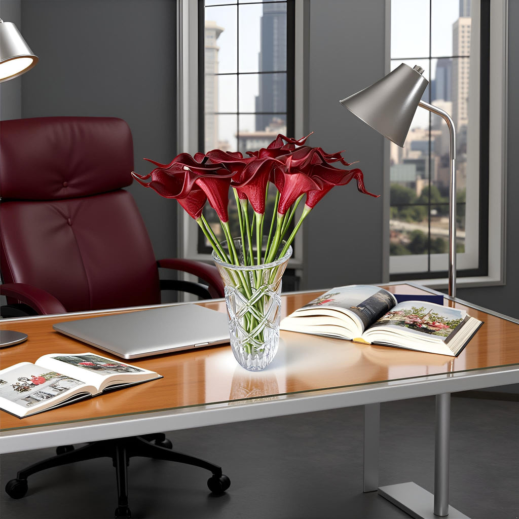 20 Pack 14" Calla Lily Artificial Flowers - Real Touch Burgundy Latex Flowers Decor Tabletop Centerpieces Living Room