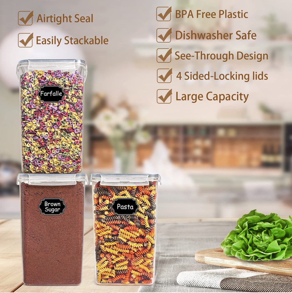 Flour Sugar Storage Containers 6.5L, 4 PCS, Gray