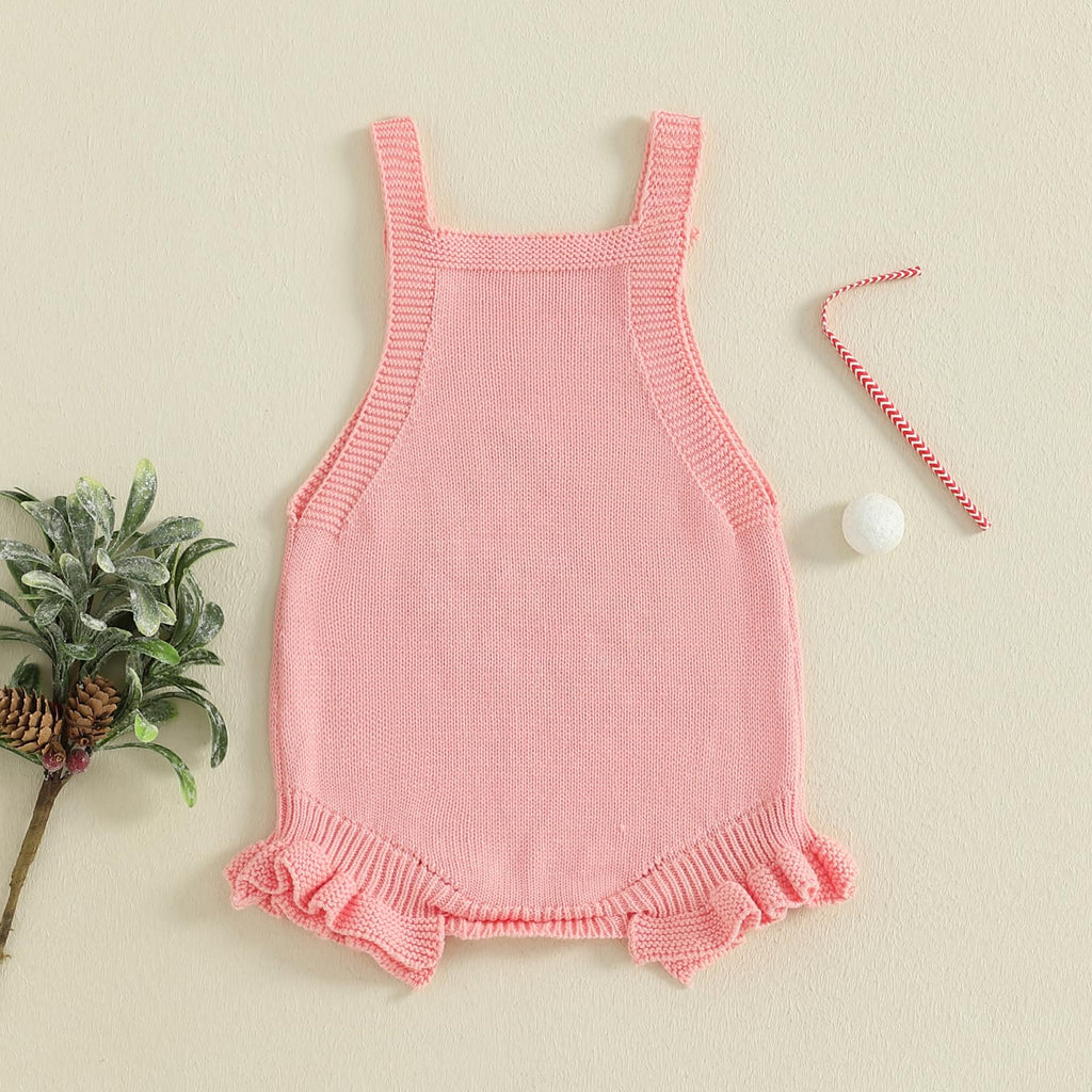 Newborn Christmas Sweater Romper Infant Baby Girl Crochet Knit Sweaters Rompers Embroidery Outfit Xmas Bodysuit Pink