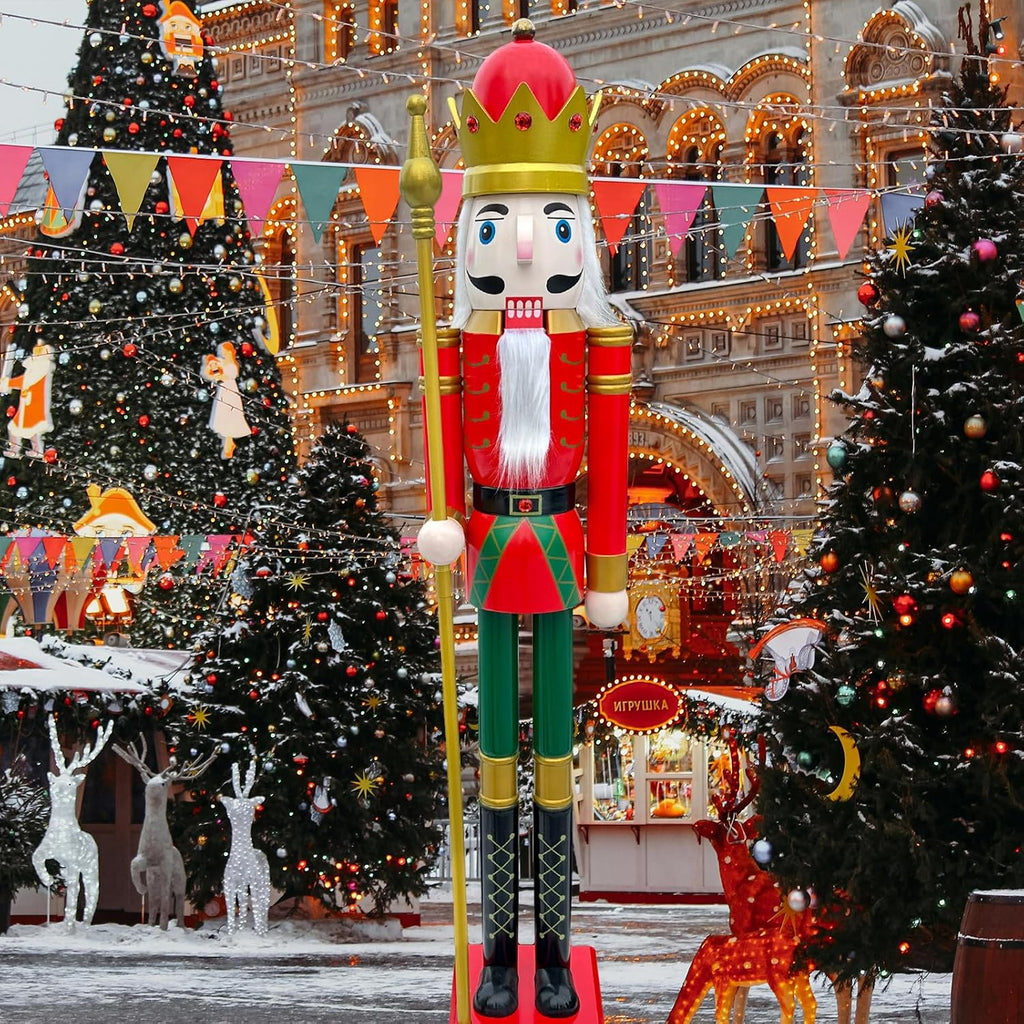 5 Feet Tall Life Size Large Christmas Wooden Nutcracker King Red and Green BK3