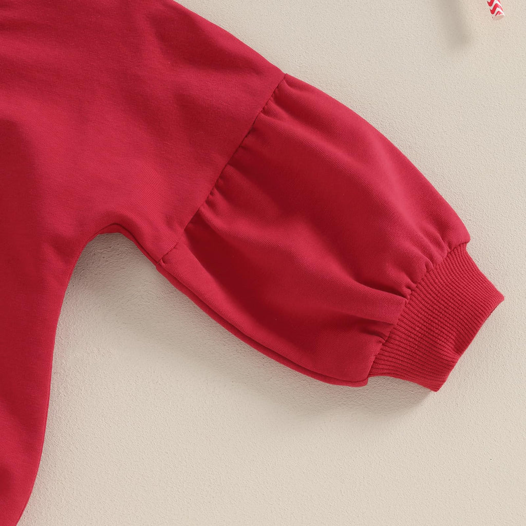 Newborn Baby Girl Valentines Clothes Long Sleeve Onesie Bubble Romper Fall Winter Cute Outfits (Puff Sleeve Red, 0-3