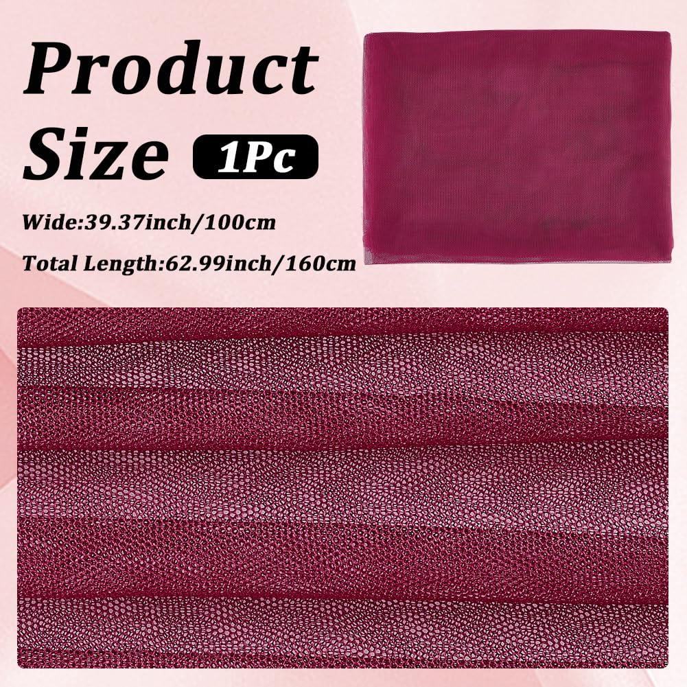 63 Inch Burgundy Mesh Fabric by The Yard Breathable Polyester Netting Tulle Cloth Soft Voile Dark Red Sheer Gauze