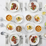12 Pieces Porcelain Dinnerware Set, Modern White Dish Set for 4, Premium Serving Plates and Bowls Sets