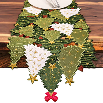 Christmas Tree Table Runner 14x108 Inch Winter Holiday Linens Decor