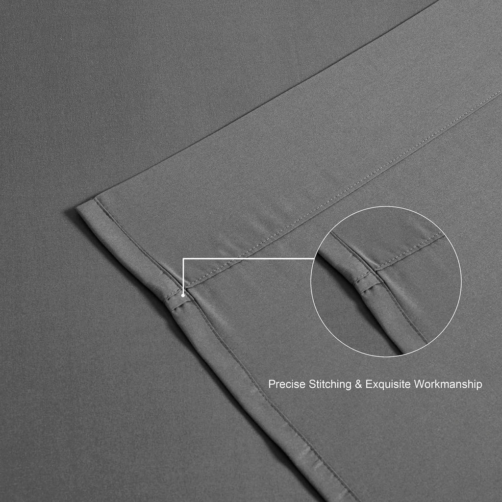 Full Sheet Set, 2400 Thread Count Soft Deep Pocket Microfiber Sheets, 4 Pieces Gray Bedding Sheet & Pillowcases Sets