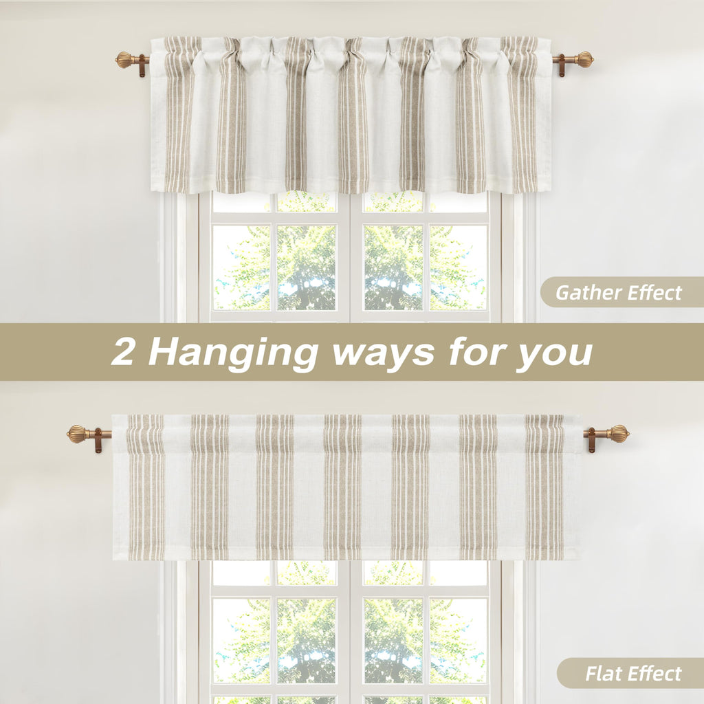 Chris Linen Lined Valance 2 Layer Thermal Insulated Room Darkening Blackout Window Valances 3 Inch Rod Pocket