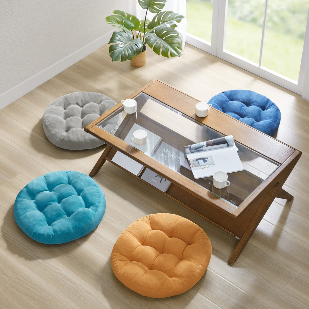 Round Meditation Cushion, Large Floor Pillow for Adults, 22 Inch Navy