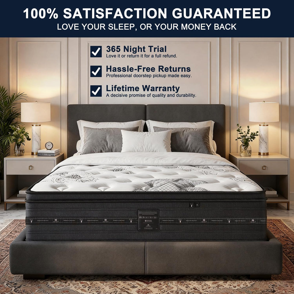 California King Mattress 12 inch, Hybrid Cal King Mattress in a Box, Individually Wrapped Coils & Gel Memory Foam for