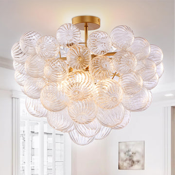 Nordic Bubble Ball Glass Ceiling Light, 24 Inches, Gold Chandelier