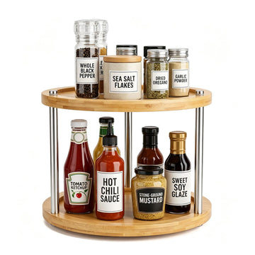 10 inch 2 Tier Lazy Susan, Rotating Spice Rack Organizer for Cabinet