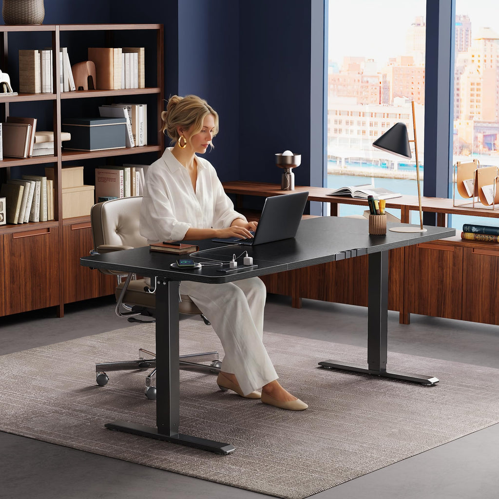 63 X 24 Inch Electric Standing Desk with Power Outlets and USB-C Port, Height Adjustable Desk, Sit Stand Desk