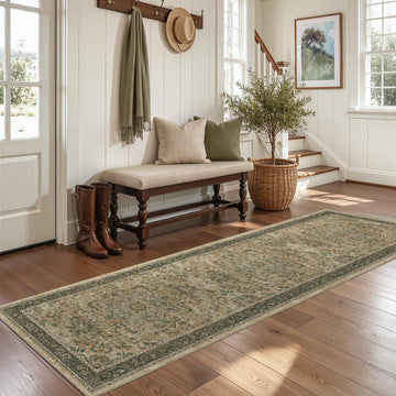 Hallway Runner Rug, Moody Vintage Medallion Entryway Rugs for Inside House Mudroom, Kitchen Runner Rugs Non Skid