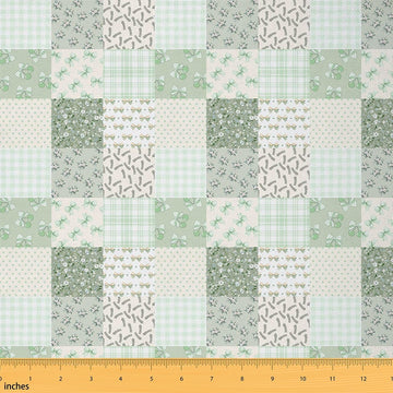 Green Bows Fabric by The Yard, Polka Dot Soft Polyester No Stretch Fabric for Sewing Lover, Floral Cherry Crafting