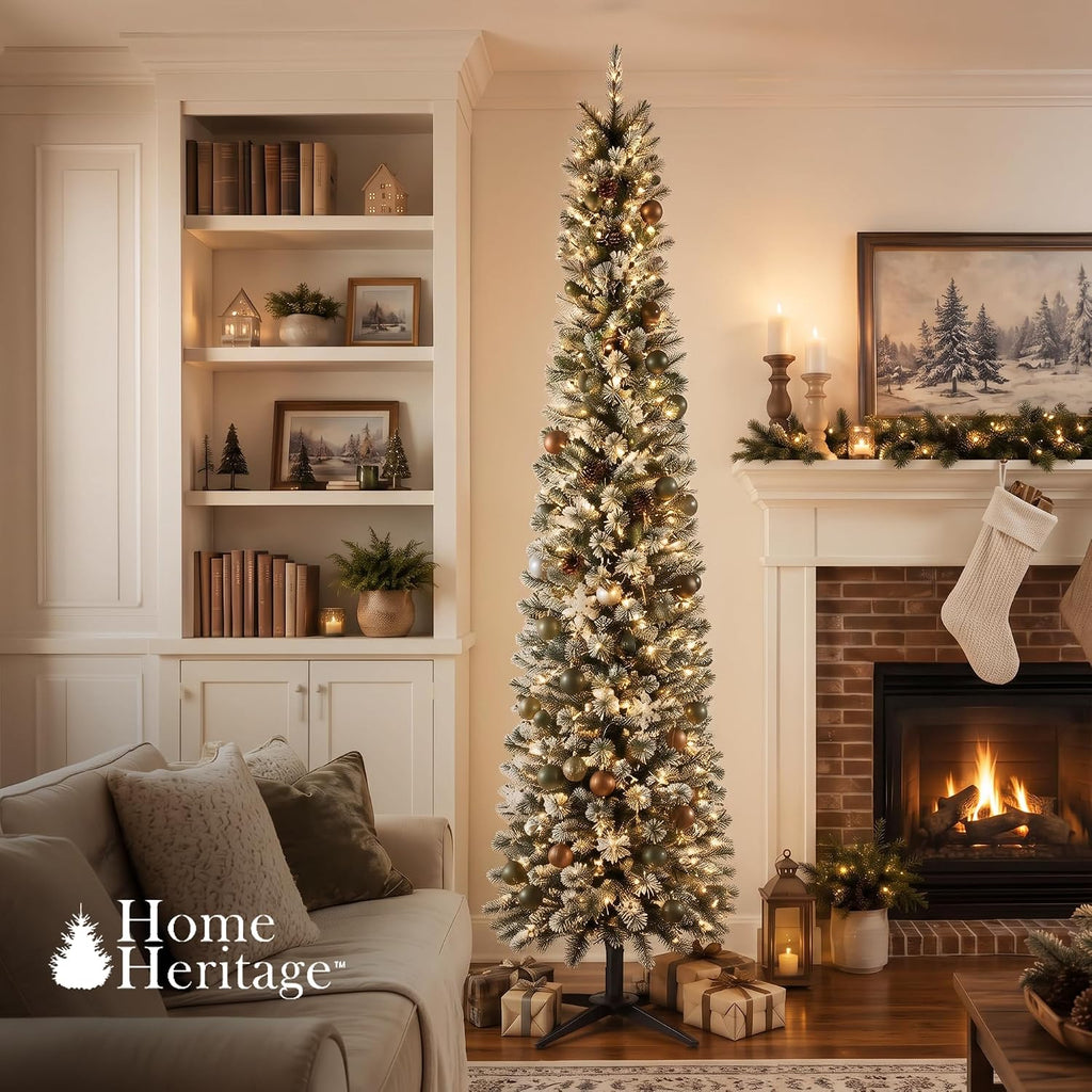 Stanley Pre-Lit Slim Pencil Christmas Tree, 500 Lights