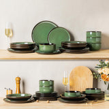 Ceramic Dinnerware Sets for 4,Porcelain Plates and Bowls Sets,Handmade Reactive Glaze Dishes Set,Oven&Dishwasher &
