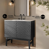 36-Inch Freestanding Bathroom Vanity with Sink – Black Oak Cabinet with 3-Hole Widespread Sink Top