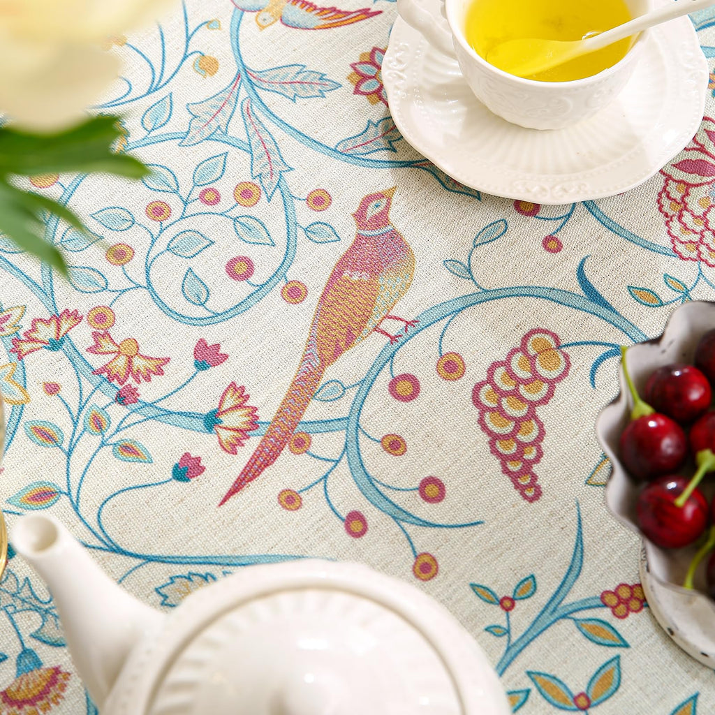 Vintage French Yellow Tablecloth, Round, Diameter 55"