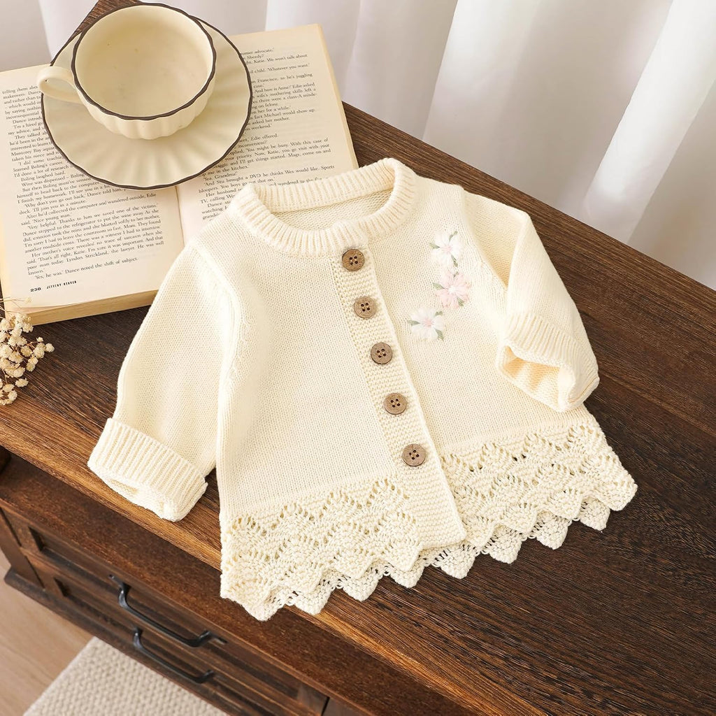 Baby Toddler Cotton Cardigan, Knit Clothes for Baby Girls