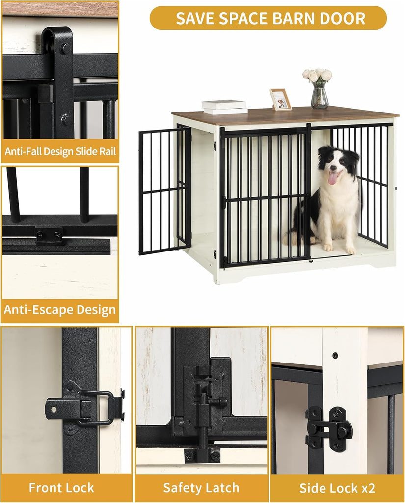 XXL Dog Crate Furniture Indoor Dog Kennel with Barn Door