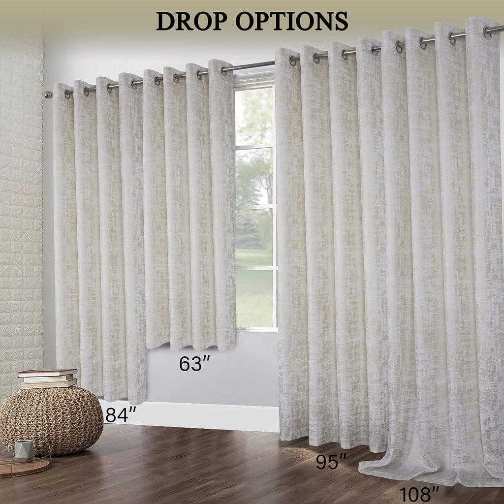 White Soft Velvet Curtains 95 Inch Length Luxury Bedroom Curtains Gold Foil Print Window Treatments for Living Room