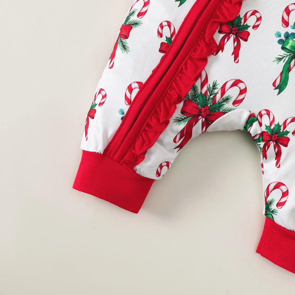Baby Newborn Girl Clothes Long Sleeve Heart Ruffle Romper Coming Home Outfit Baby Christmas Outfits Red White Newborn