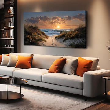 Sunset Canvas Wall Art Brown Picture