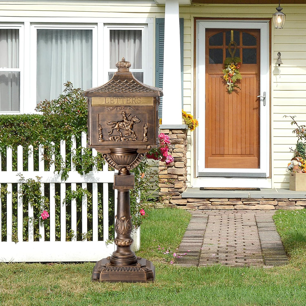 Mailbox Cast Aluminum Bronze Mail Box Postal Box Security Heavy Duty Mailbox