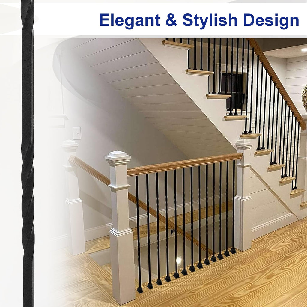 10-Pack 44" x 1/2" Wrought Iron Balusters for Stairs