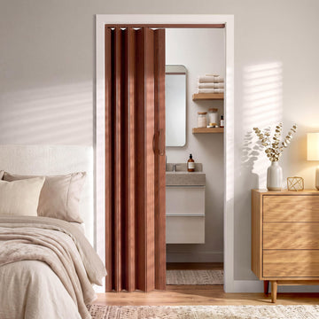 Studio Series 32" x 80" PVC Foldable Accordion Door, Walnut