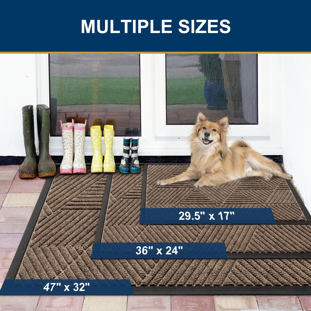 Front Door Mat Outside Entrance, Low Profile Rubber Doormat, 71x34