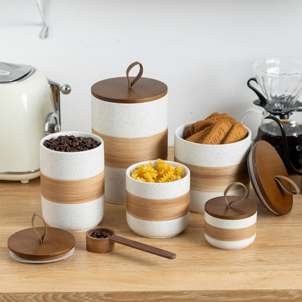 Ceramic Jar with Lid, Coffee Canister Countertop