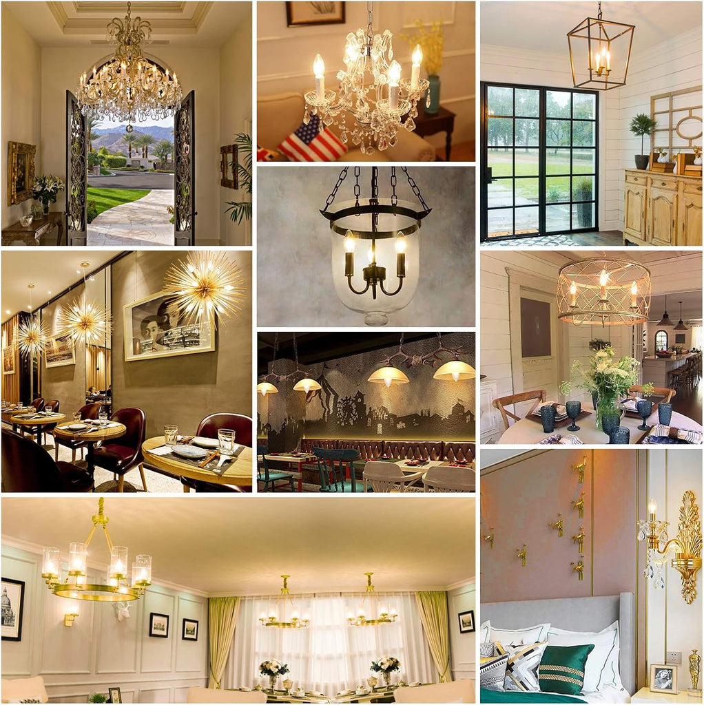 E12 Candelabra LED Light Bulbs 60 Watt Equivalent, Warm White 2700K, Non-Dimmable, 550 Lumen, Clear LED Filament
