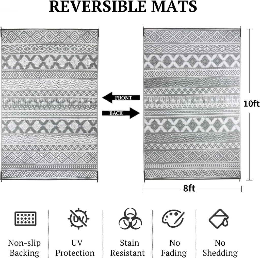 Waterproof Outdoor Rug, Reversible Plastic Straw Patio Camping Rugs, Outdoor Indoor RV Mat Carpet, Outside