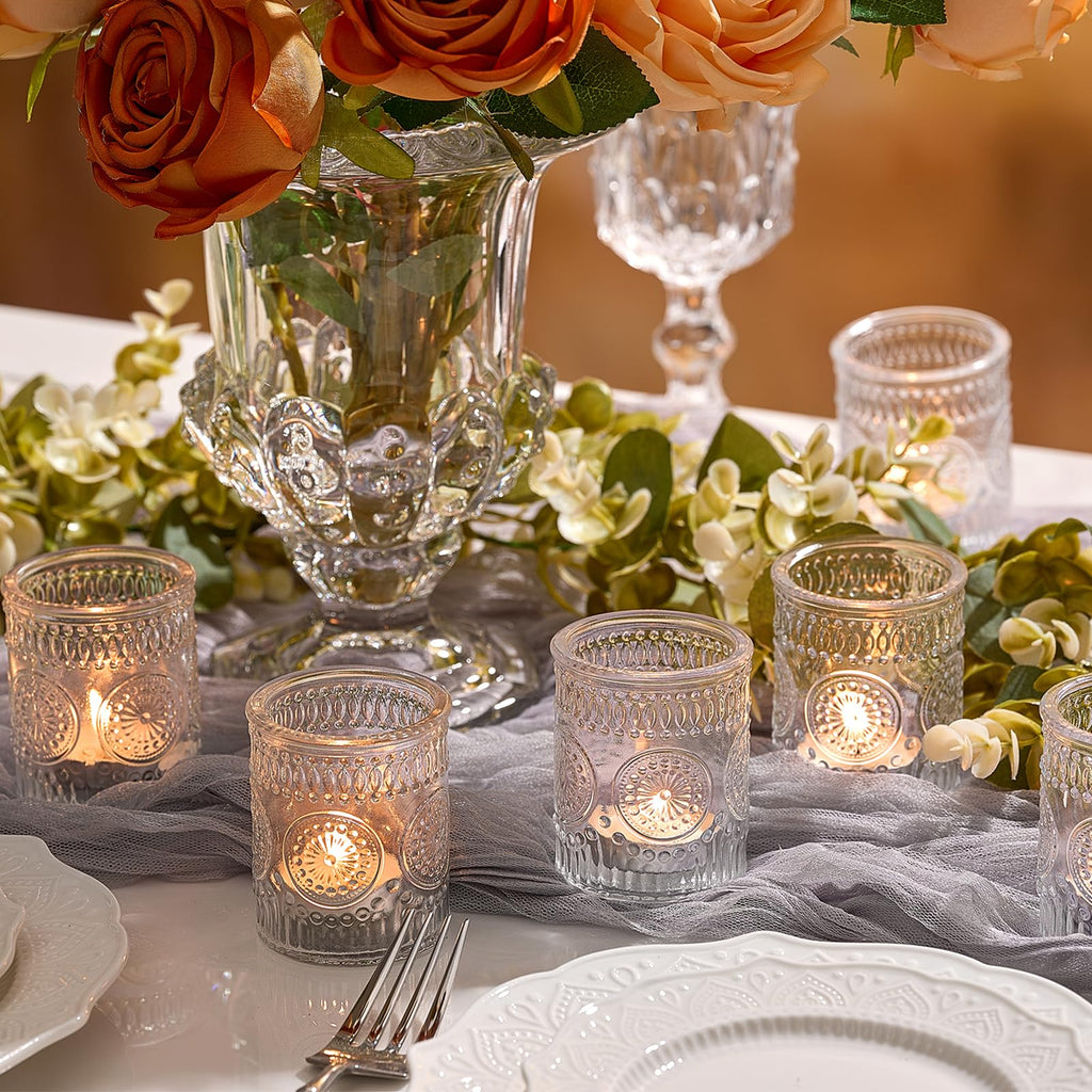 30 Pack Clear Glass Votive Candle Holders, Vintage Candle Holder Bulk, Tealight Candle Holders for Table