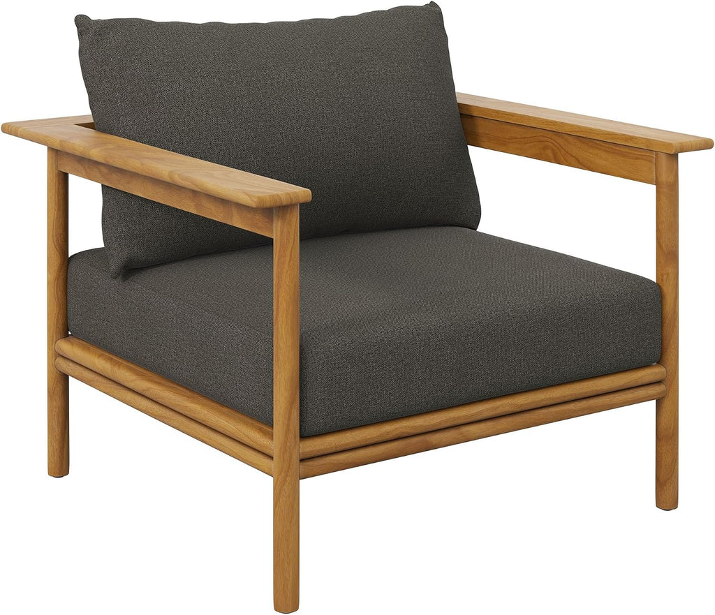 Wren Teak Wood Outdoor Patio 4 Piece Furniture Set in Natural Flint Gray