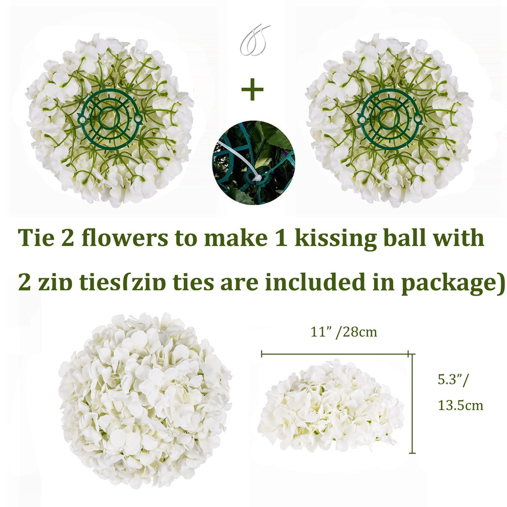 Fake Flower Ball Centerpieces for Wedding, 10 Pcs, White