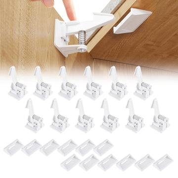 Cabinet Locks Baby Proofing (12 Pack) - Child Safety Drawer Latches