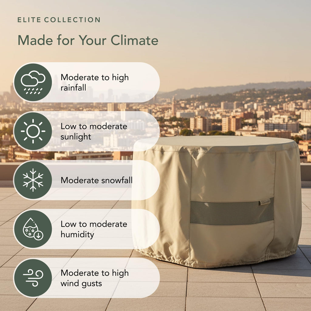 Elite Round Fire Pit Cover, Polyester, 54 Dia x 25H, Khaki