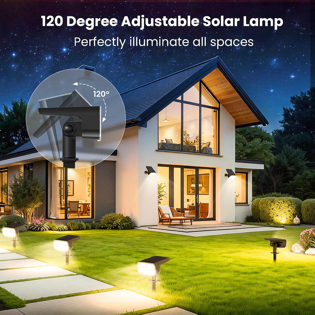 Solar Spotlights Waterproof IP65,Auto On/Off,3000K 2 Lighting Modes Solar spot Lights for