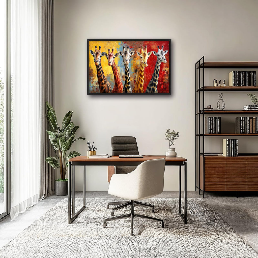 Large Wall Art Giraffe Canvas Wall Decor Funny Animal Pictures African Wildlife Paintings Prints Big Textured Artwork