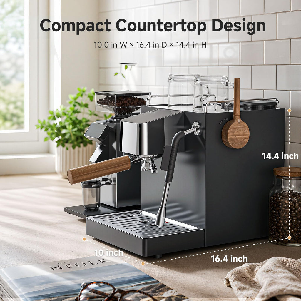 9 Bar OPV Espresso Machine with Automatic Milk Frother, Dual Boiler