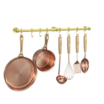 Stainless Steel Hanging Pot Rack Hanger: 23.7 Inch Brass Pot and Pan Hanger Wall Mounted Hanging Pot Bar Rack Heavy