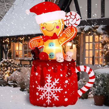 6 FT Christmas Inflatables Gingerbread Inflatable Outdoor Decoration