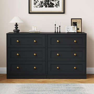 Black 3 Drawer Dresser Set of 2, Small Dresser, Wood Nightstand with Drawers, Modern Chest of Drawers for Closet