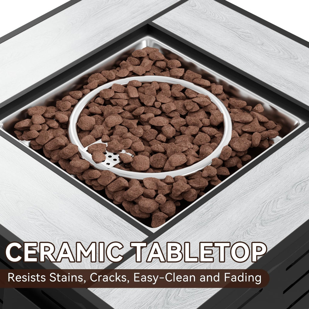 28" Propane Fire Pit Table Ceramic Top