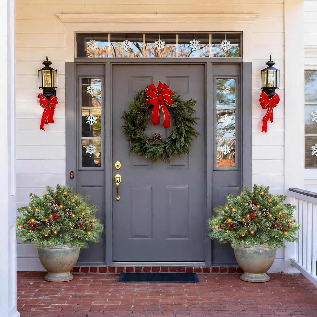 2 Pack 23" Pre-Lit Christmas Tree Urn Fillers for Outdoor Planters