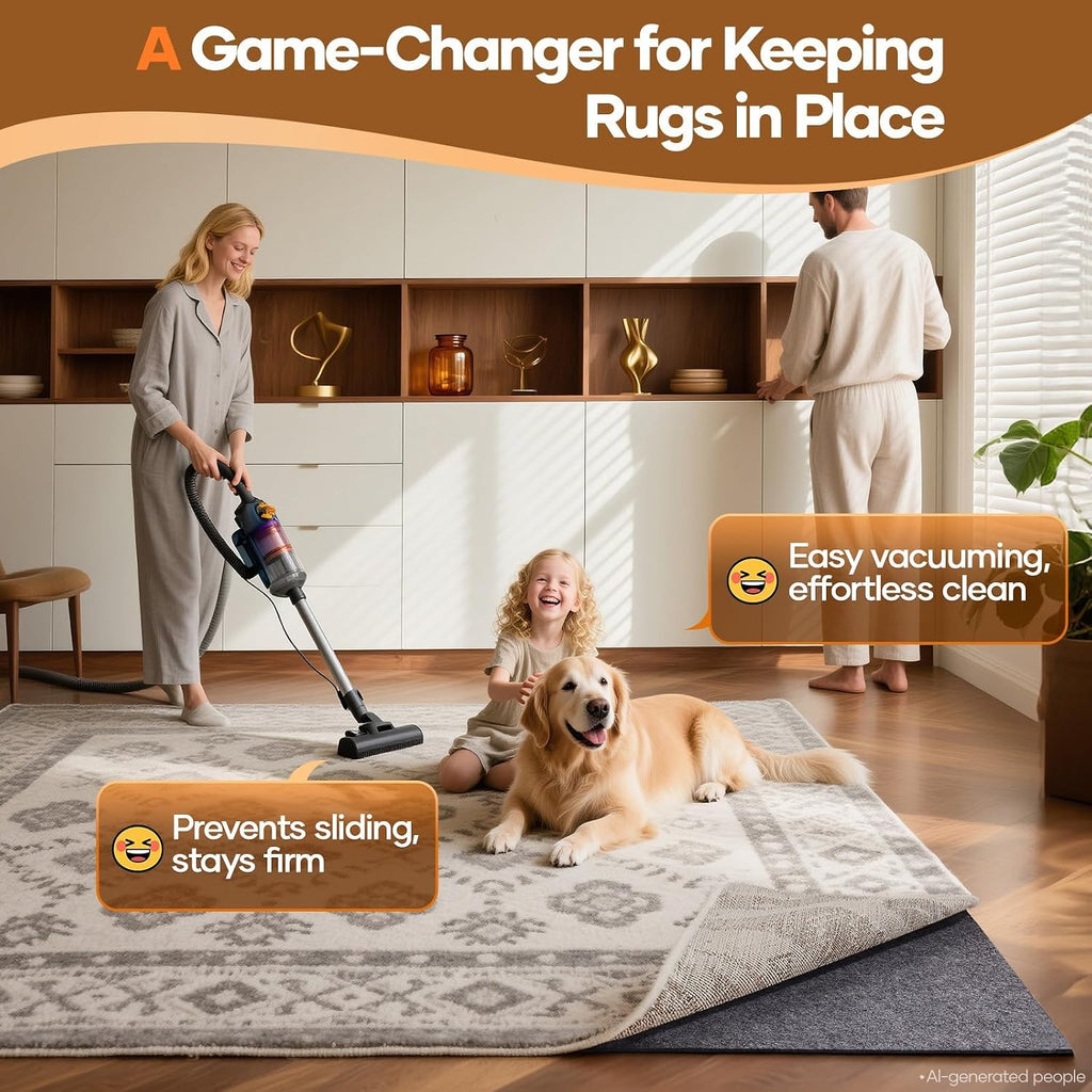 Non Slip Cushioned Rug Pad Gripper, Felt and Silicone Backing, 5 x 7 Ft, 1/4 inch Thick Carpet Liner Protector Mat - Set of 99