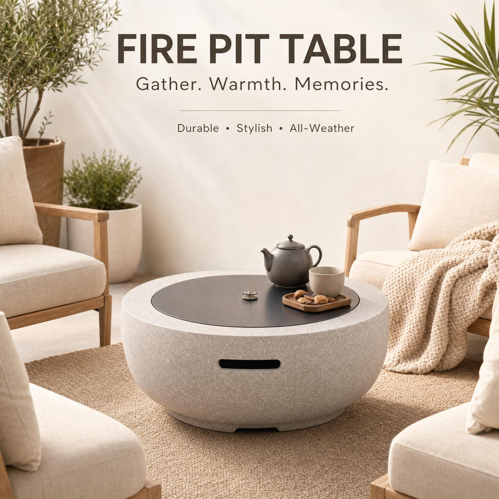 Round Wood Burning fire Pit Outdoor Fireplace -23 Gray