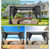 Outdoor Louvered Pergola 10' x 13', Aluminum Pergola with Ad - Image 8